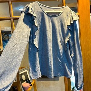 Garnet Hill Embellished Cotton top Gray M